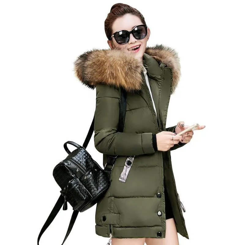 Winter Hooded Female Outerwear Parka Long Coat