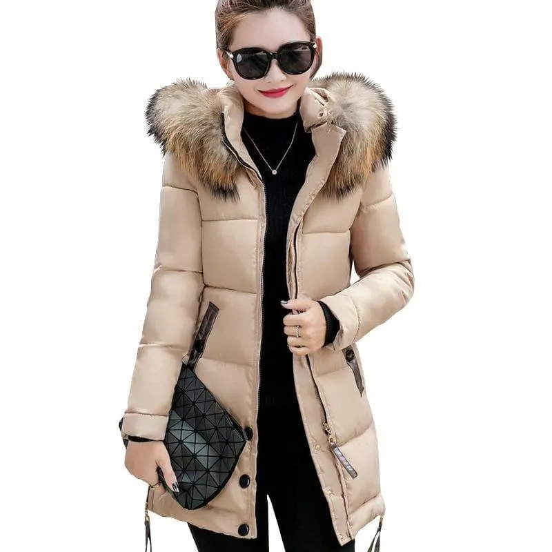 Winter Hooded Female Outerwear Parka Long Coat