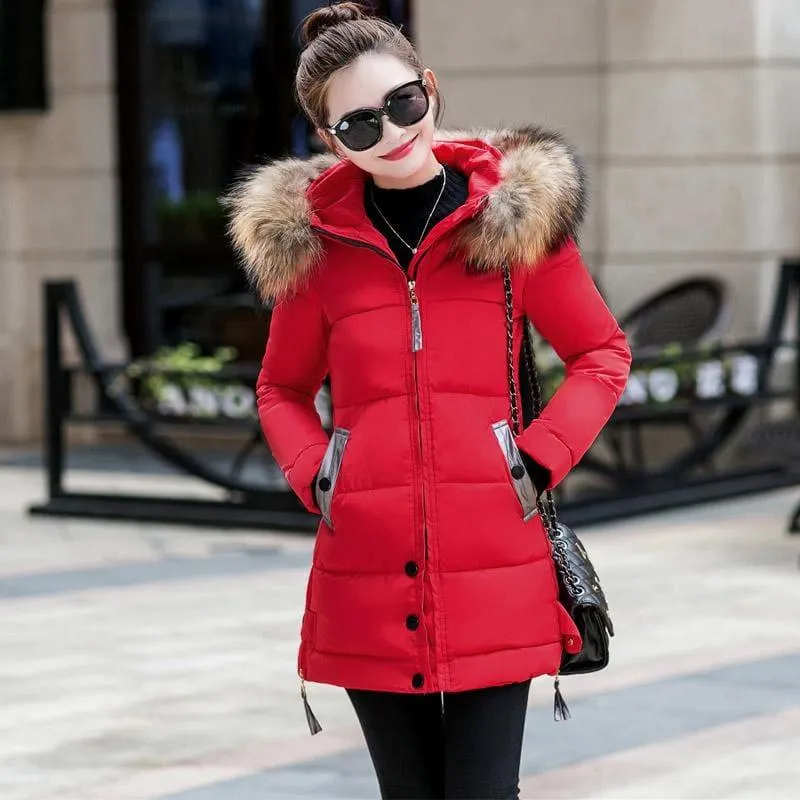 Winter Hooded Female Outerwear Parka Long Coat