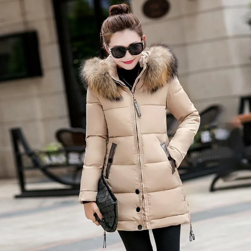 Winter Hooded Female Outerwear Parka Long Coat