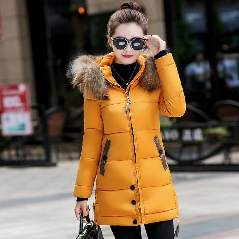 Winter Hooded Female Outerwear Parka Long Coat