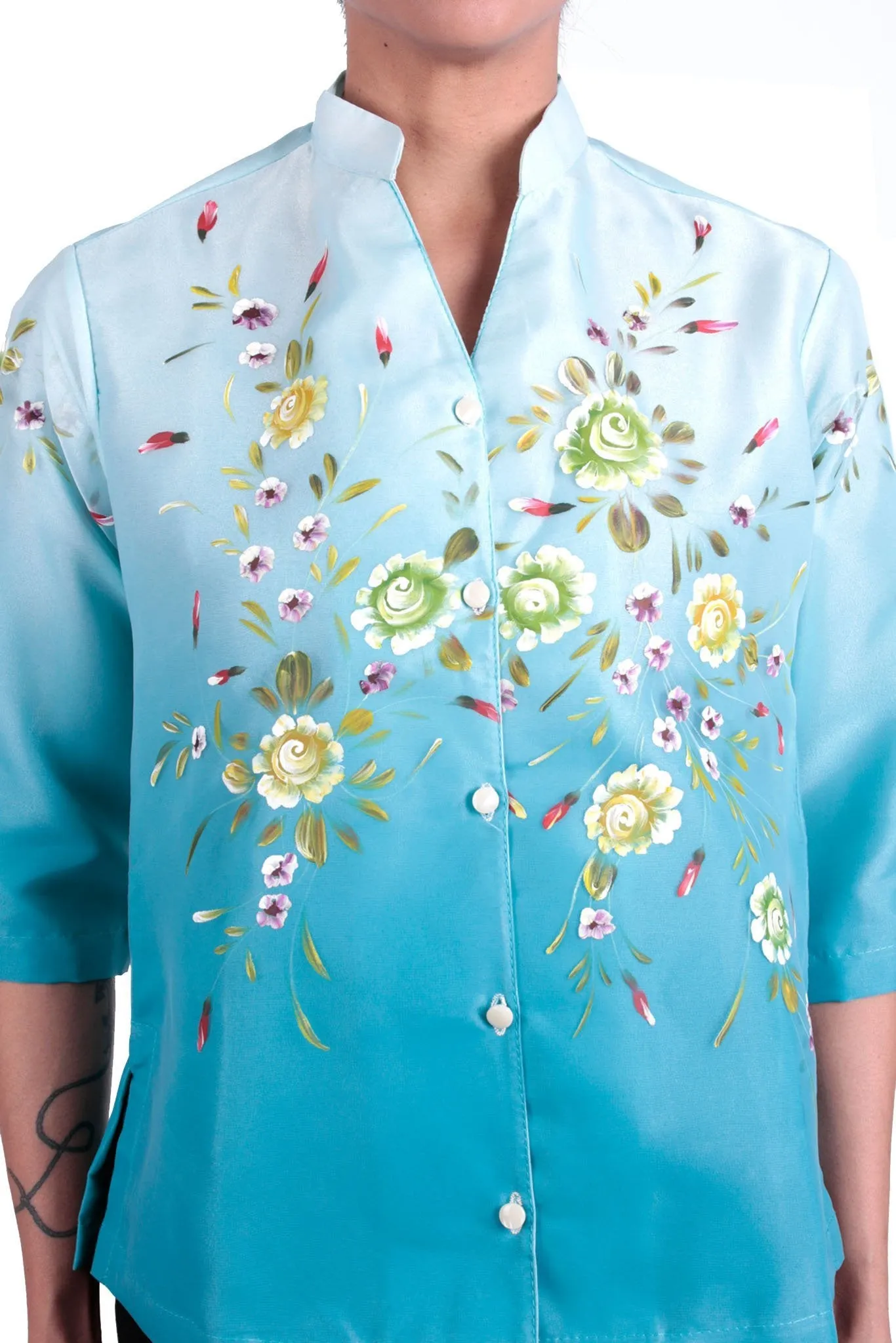 WO06 - MADE-TO-ORDER - Women's Barong Tagalog Aqua Blue - Filipiniana