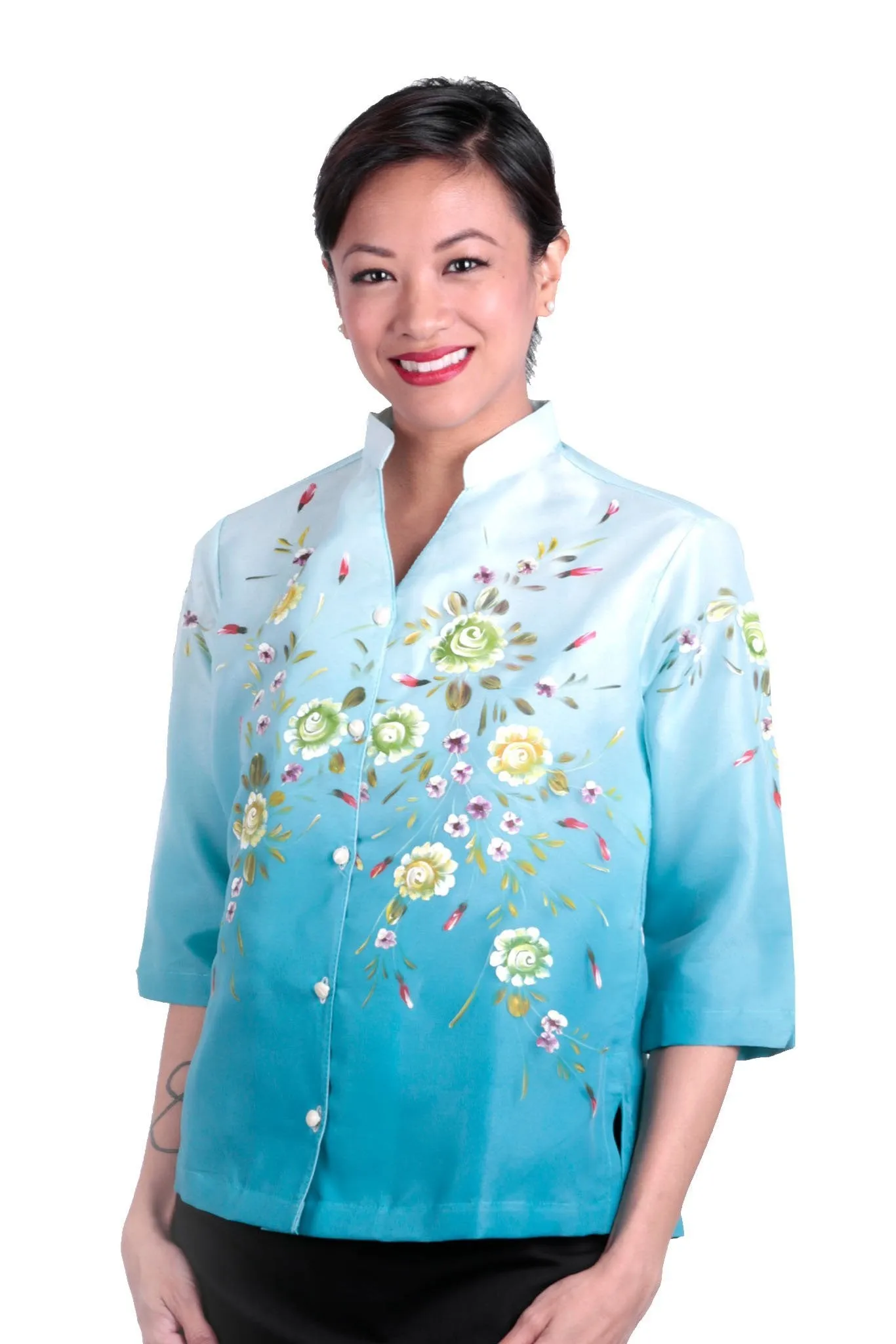 WO06 - MADE-TO-ORDER - Women's Barong Tagalog Aqua Blue - Filipiniana