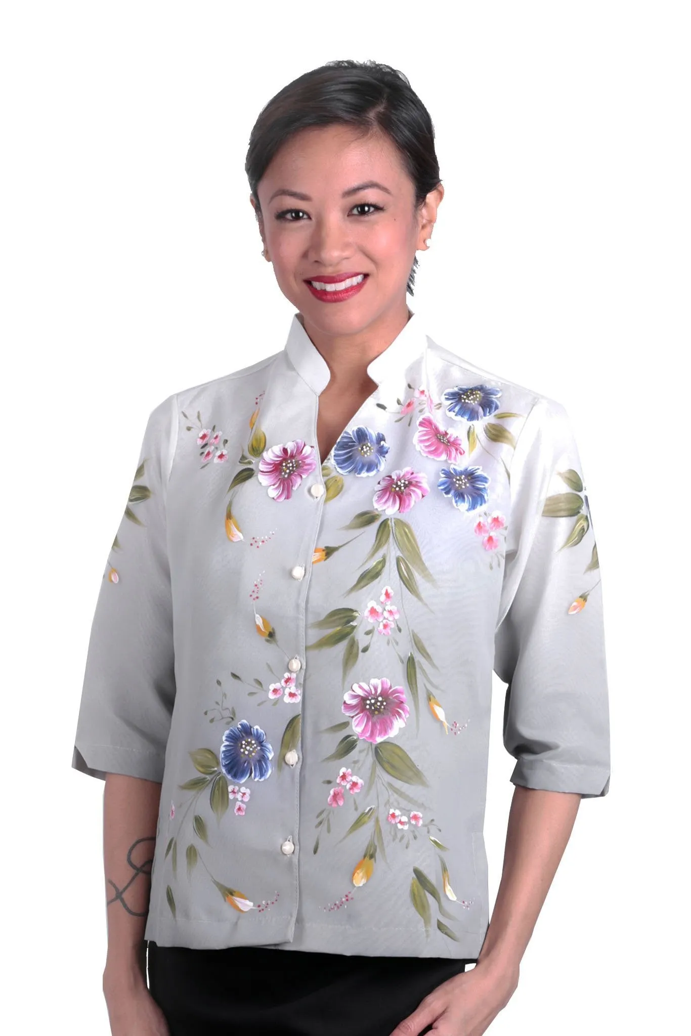 WO07 - MADE-TO-ORDER - Women's Barong Tagalog Gray - Filipiniana