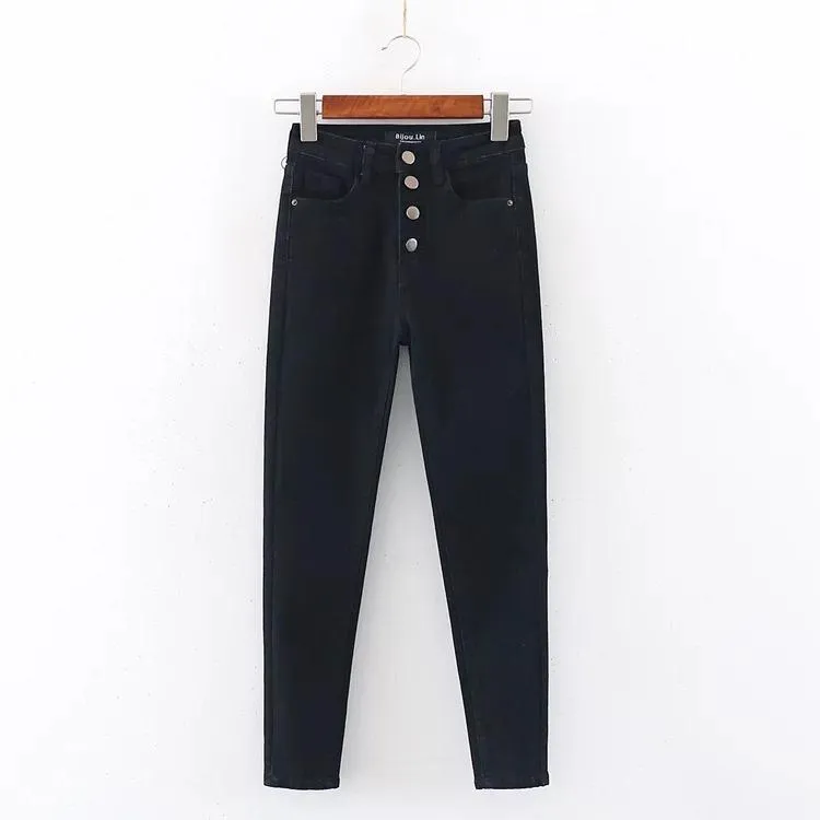 Women Single-brested Slimming Denim Jeans