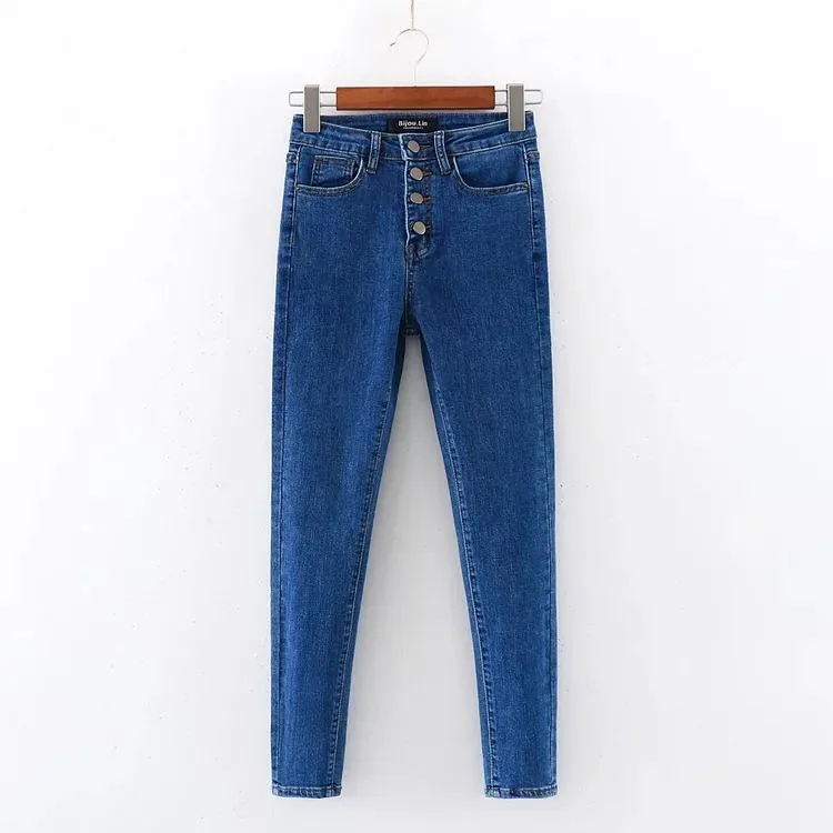 Women Single-brested Slimming Denim Jeans