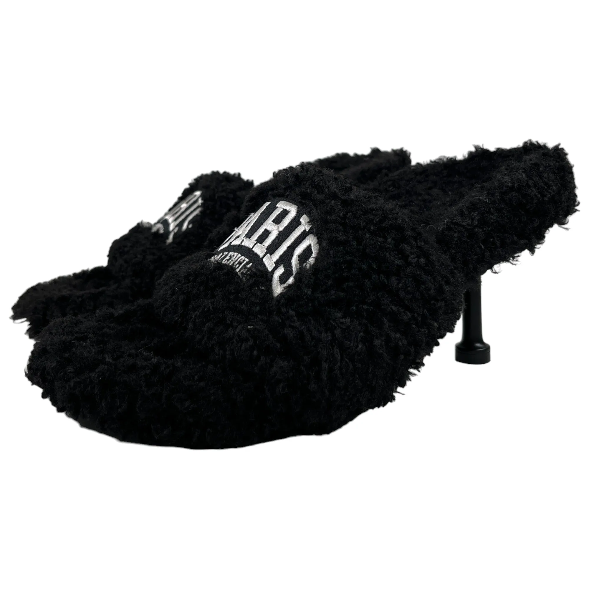 Women's 80Mm Furry Shearling Logo Heels Black Size EU 38 / UK 5