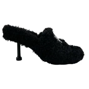 Women's 80Mm Furry Shearling Logo Heels Black Size EU 38 / UK 5