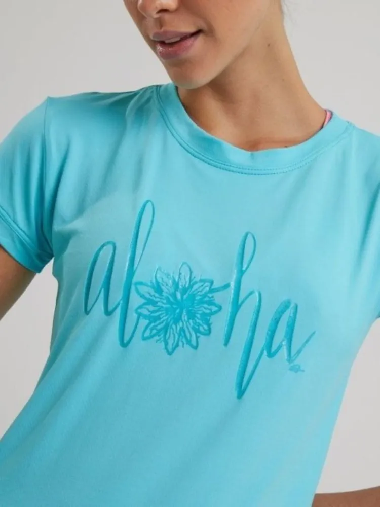 Women's Dri-Fit T-Shirt ALOHA Graphic - OCEAN BLUE