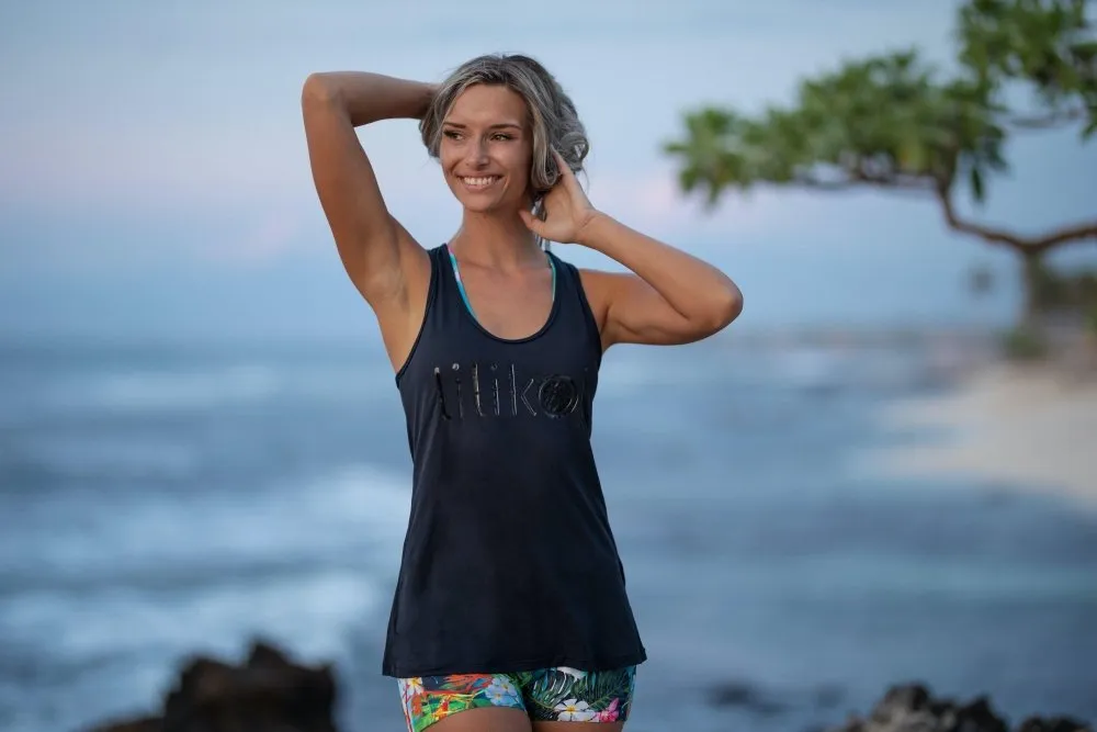 Women's Dri-Fit Tank Top LILIKOI Logo - BLACK