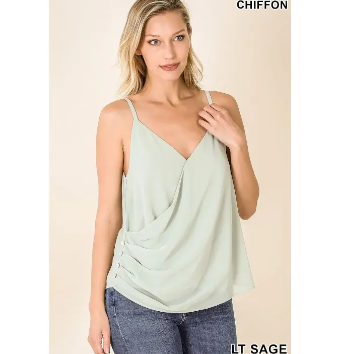 Woven Double Layer Chiffon Spaghetti Top