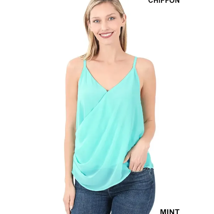 Woven Double Layer Chiffon Spaghetti Top