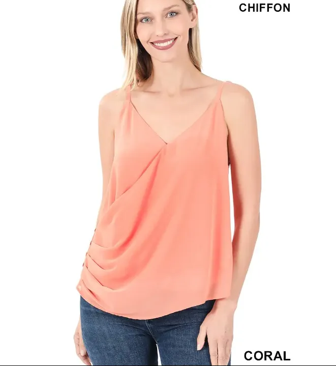 Woven Double Layer Chiffon Spaghetti Top